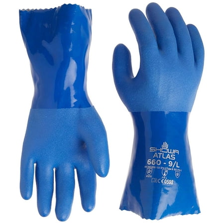 

BOZO Atlas 660L-09 Triple-Dipped PVC Coated Glove with Cotton Liner Large (Pack of 12 Pairs) Blue