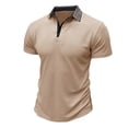 thumbnail image 3 of IYTR Mens T Shirts Summer Fitness Sport Daily Shirts Solid Color Comfy Casual Fashion Turndown Collar Short Sleeve T Shirts Brown S, 3 of 6