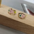thumbnail image 4 of Tiny Evil Eye Small Hoop Earring 18k Gold Plated Protection Hamsa Hand of Fatima Mini Small Cuff Cartilage Earrings for Women Hypoallergenic Piercing Huggie Sleeper Hoops 8mm, 4 of 6