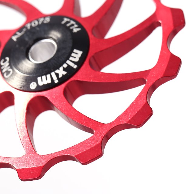 Ciclismo polea guía de cojinete Likrtyny Para desviador trasero de bicicleta de montaña Mi Xim Rojo 14T