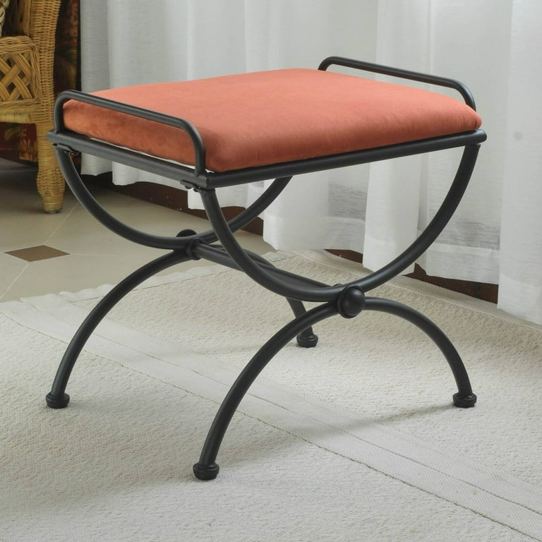 International Caravan Iron Upholstered Vanity Stool