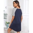 thumbnail image 4 of Ekouaer Womens, Nightgown Nightshirt, Short Sleeve, Raglan Sleepshirt, Boyfriend Style Sleepwear, 4 of 5