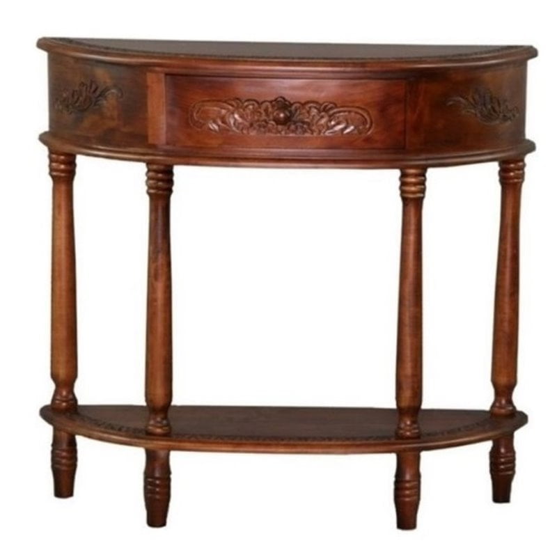 Bowery Hill Half Moon Console Table in Walnut Stain