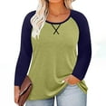 thumbnail image 5 of Nfurl Raglan Shirts for Women Color Block Long Sleeve Ladies Tops Crewneck Blouses Plus Size Clothes Green,Sizes S-5X, 5 of 7