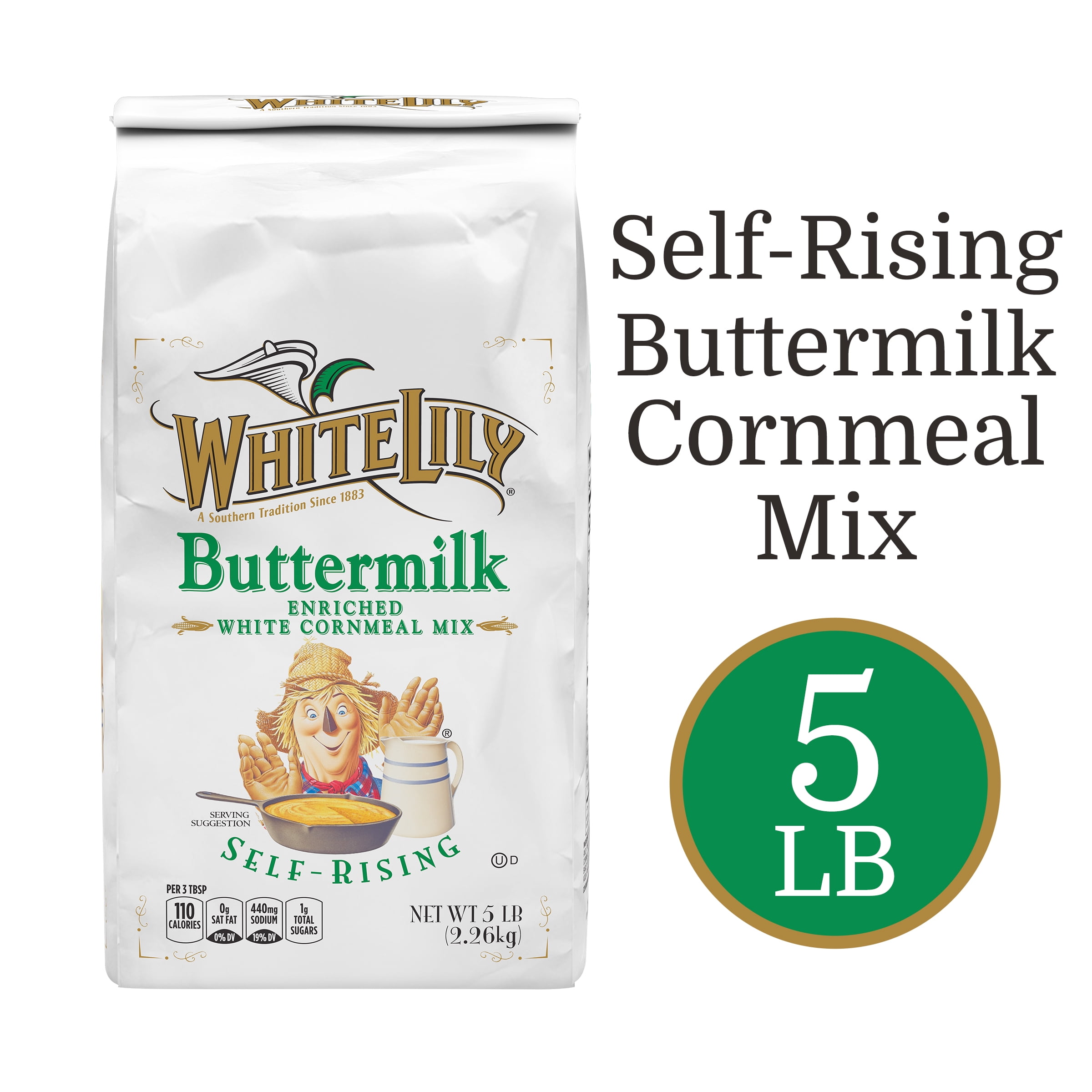 White Lily SelfRising Buttermilk White Cornmeal Mix, 5 lb Bag