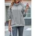 thumbnail image 3 of Arvbitana Women's Loose Hooded Sweatshirt Solid Color Long Sleeve Cowl Neck Hoodies Ladies Casual Pullover Tops with Pockets Streetwear, 3 of 5