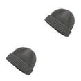 thumbnail image 2 of Qarigey Gorros de punto de otoño, gorro informal de lana, bonitos sombreros de protección, jersey elástico informal, Hip Hop, hombres fríos, esquí, gris oscuro 2piezas Qarigey CBP265728, 2 of 5