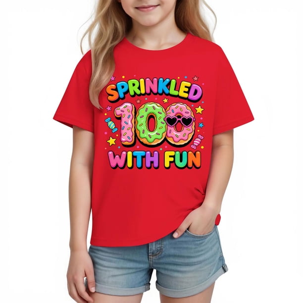 Tops de Manga Corta Linda para Niños Niños Y Niñas con Impresión Gráfica, Tee Casual de la Temporada Escolar, Tela Suave Transpirable para Jugar
