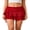 Red, variant on Womens Mini Skirt Lace Floral Tiered Ruffle Low Waist Side Drawstring Going Out Cake Skirts