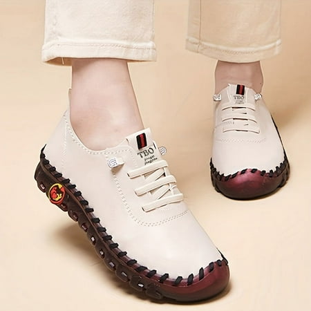 

TUOBKE Luxury Design Soft Sole Flat Round Toe Loafers Shoes Lightweight Comfortable Breathable Skate Shoes Mama Shoes