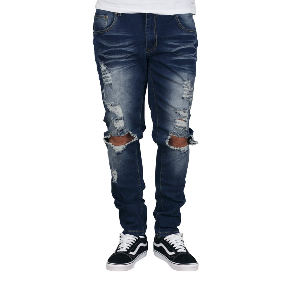 M. Society - M. SOCIETY Stretch Blow Up Jeans with Rip and Tear Indigo ...