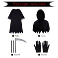 thumbnail image 2 of 5-14Y Boys Girls Halloween Costumes Kids Grim Reaper Costume Set Scary Ghost Cosplay Outfit Halloween Party Favors Gifts(Glowing Glasses Optional), 2 of 6