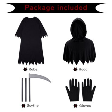 Grim Reaper Halloween Costume For Kids Horror Robe With
