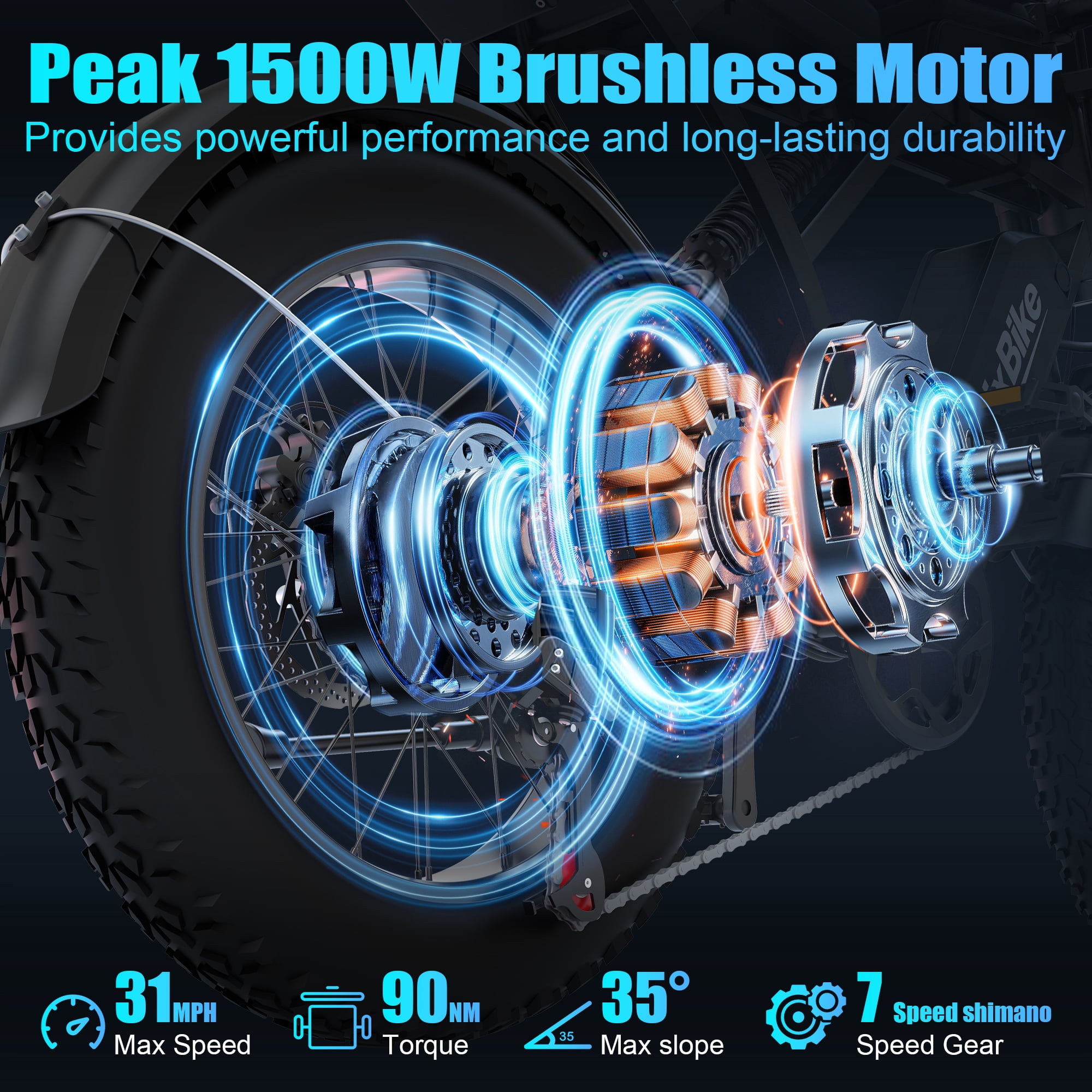 Z6 Upgraded Electric Bike 48V 20Ah Battery 1500W Peak Motor 20-inch Wide Tire E-Mountain Bike Max Speed 31 mph Full Suspension Adult E-Bike UL 2849 Certified For Riders 15 Years and Older