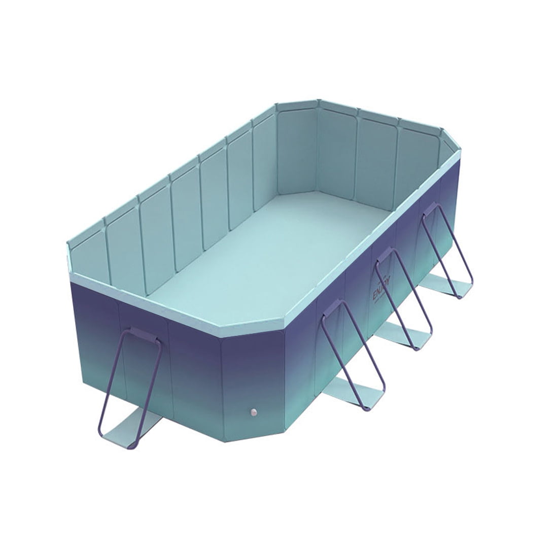 ManyFun Foldable Swimming Pool, Large Non-Inflatable Adults Kids Outdoor Pools, Ice Blue, 101" x 66" x 20"
