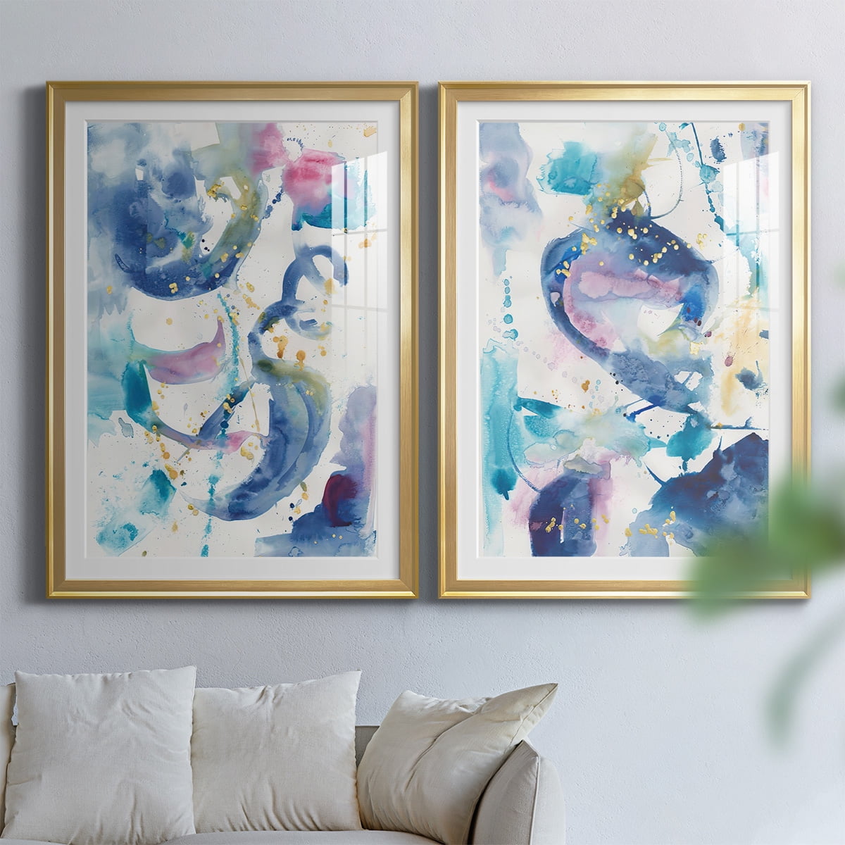 Wexford Home Fiesta I Premium Framed Print, 26.5" x 36.5" - Ready to Hang, Gold (Set of 2)