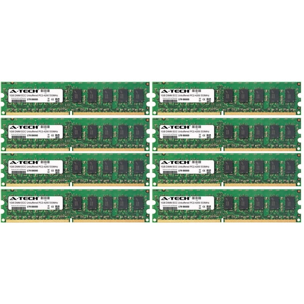 8GB Kit 8x 1GB Modules PC2-4200 533MHz ECC Unbuffered DDR2 DIMM Server