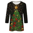 thumbnail image 5 of UPPADA 3/4 Length Sleeve Womens Tops Casual Loose Fit Crewneck T Shirts Cute Solid Three Quarter Length Tunic Tops Cute Xmas Outfits for Laides christmas tree gift Red,L, 5 of 5