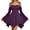 Dark Purple, variant on Women Boho Fairy Mini Dress, Off Shoulder Tie Spaghetti Strap Flare Long Sleeve Smocked Waist Irregular Chiffon Skirt with Pockets, Summer Beach Halloween Cosplay Party Dress