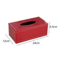thumbnail image 2 of Servilletero multifuncional rectangular retro de cuero con cubierta de caja de pañuelos, dispensador de papel de bombeo de pañuelos faciales moderno, rojo, 2 of 5