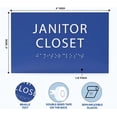 thumbnail image 3 of 6" X4" Janitor Closet Sign - Tactile Graphics Grade 2 Braille Text Custodial Closet Sign| Utility Room ADA Compliant Wall Mount Plastic Signs For Hospital, Offices, Businesses & Apartments, 3 of 7