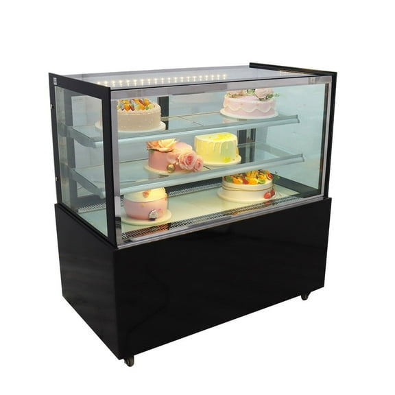 INTBUYING Refrigerated Cake Display Cabinet Floor-standing Right Angle Cake Display Cabinet Heating Wire Defogging 220V
