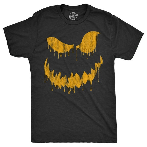 Mens Drippy Dan Pumpkin T Shirt Funny Halloween Jack O Lantern Creepy Smile Tee for Guys Graphic Tees