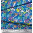 thumbnail image 3 of Soimoi Blue Cotton Duck Fabric Text,Lips & Heart Fabric Prints By Yard 42 Inch Wide, 3 of 3