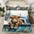 thumbnail image 2 of Manfei Rustic Highland Cow Full Size Sheets,Farm Animal Cattle Bed Sheets,Country Farmhouse Lodge Sheet Sets For Girl Boys,Ultra Soft Home Decor,4pcs, 2 of 7
