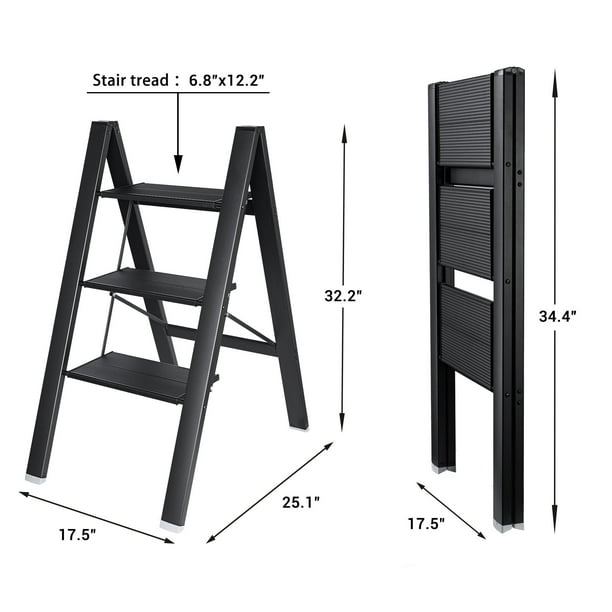 Escabeau Marchepied Echelle Pliable 2 Marches AntidÃ©rapant SÃ©curisÃ©,  CapacitÃ© de Charge 150KG, avec PoignÃ©e LÃ©ger Portable, Occupe Peu de  Place Facile Ã Stocker 