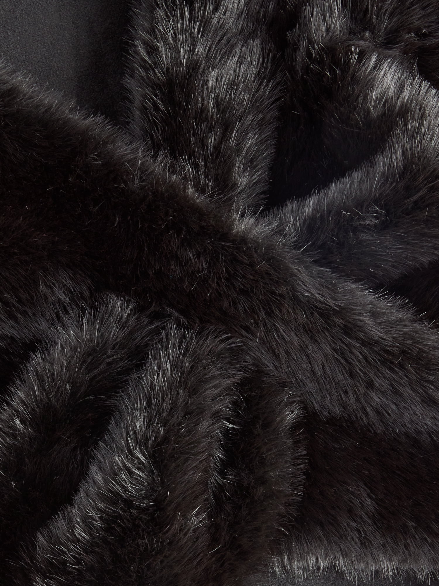 Scoop Women's Faux Fur Triangle Scarf with Brooch, Black Soot