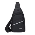 thumbnail image 2 of Bolso bandolera para hombre y mujer con correa ajustable para el hombro, orificio para auriculares, tela Oxford resistente al agua, mochila compacta para viajes al aire libre y senderismo, 2 of 8
