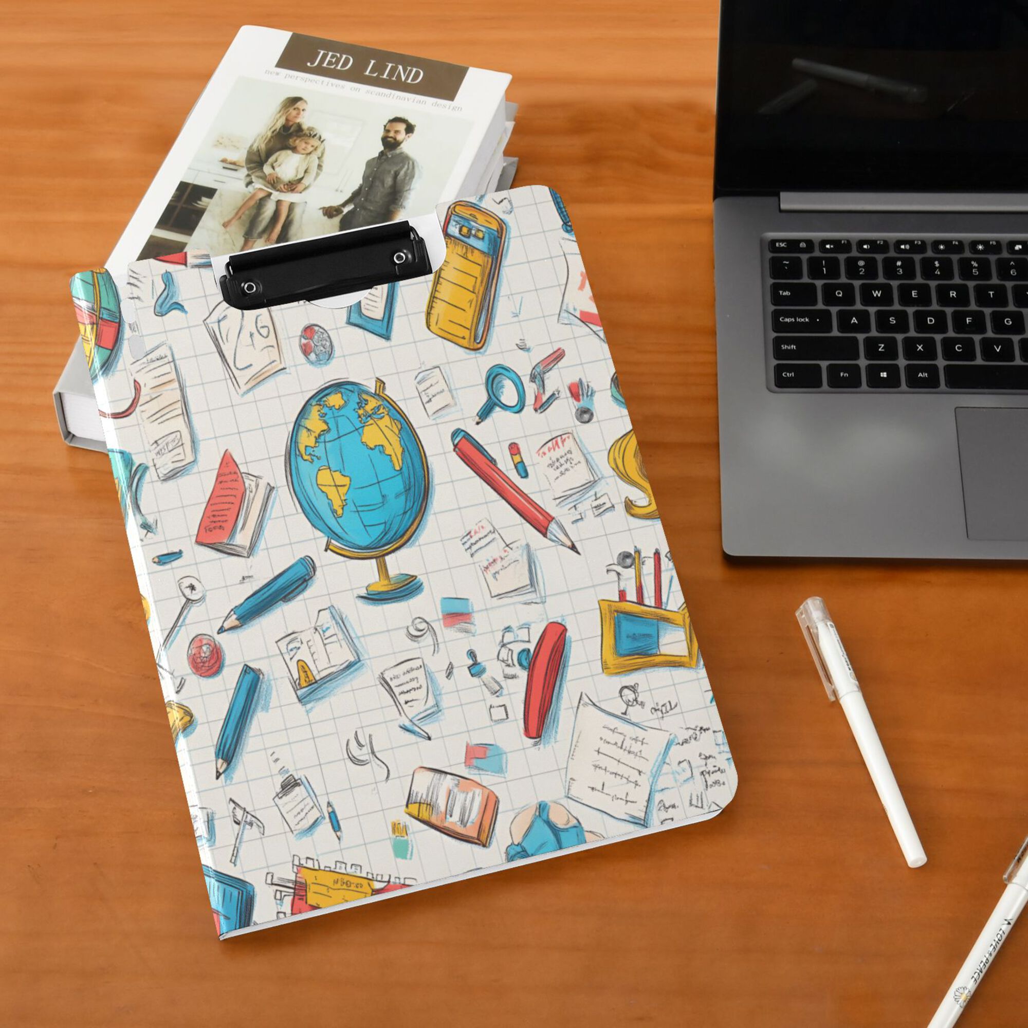 FORMRS A4 Clipboard Folder with Pen Holder Horizontal Foldable School Office Binder, Colorful School