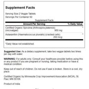 Swanson Organic Spirulina and Astaxanthin 120 Veggie Tablets