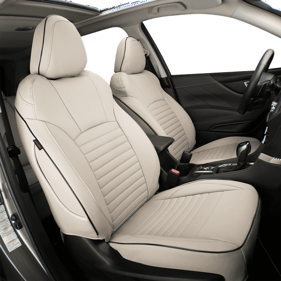 EKR Custom Fit Outback Car Seat Covers for Subaru Outback 2015 2016 2017 2018 2019 Base, Limited, Premium, Touring -Full Set Leather Car Seat Cushions(Beige)