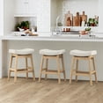 thumbnail image 6 of LUE BONA Saddle Seat Counter Height Bar Stools Set of 2 for Kitchen, Dining, 24in, Beige, 6 of 10