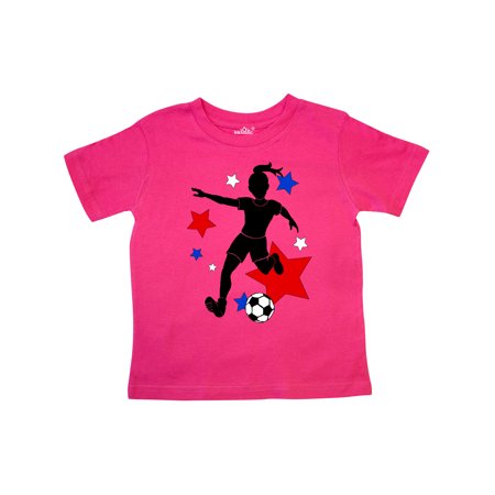 

Inktastic Girl Playing Soccer- Red White Blue Stars Gift Toddler Toddler Girl T-Shirt