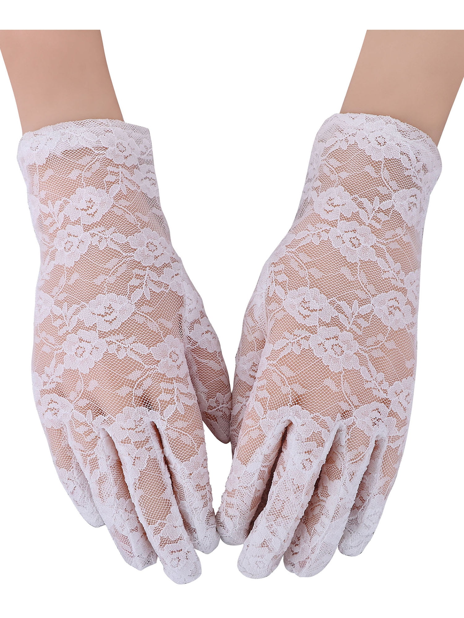 Elegant Lace Floral Long Bridal Glove Finger Mittens Prom Party Wedding