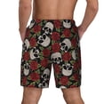 thumbnail image 4 of Goofa Red Rose Skull Printed Men's Swim Trunks Board Shorts Quick Dry Mens Swimming Trunks with Compression Liner,Breathable Fit Hawaii Beach Shorts-Small, 4 of 9