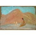 thumbnail image 2 of Ernst Schiess 24x17 Black Ornate Framed Double Matted Museum Art Print Titled: Shepherd with Two Sheep, 2 of 5
