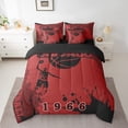 thumbnail image 2 of Erosebridal Chicago Bedding Sets Twin Size,Basketball Sports Comforter Sets with Sheets,Red Black Splashing Ink Bed in a Bag Twin Size,Ultra Soft Room Decor Reversible,7-Piece, 2 of 7