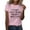Pink, variant on Women's T-Shirts Women Fashion Casual Solid Cute Printed Round Neck Short Sleeve Shirt Top for Everyday Wear and Stylish Outfits