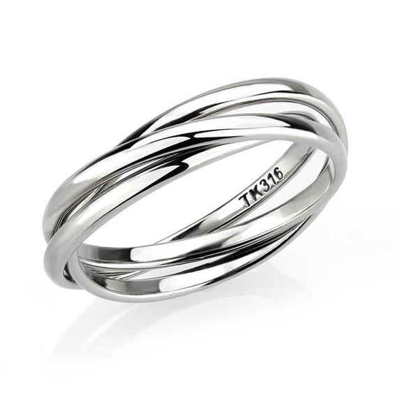 Alamode TK3743-5 High Polished Stainless Steel Interlocking Ring, Size 5