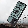 thumbnail image 3 of Sturdy Case for Apple iPhone 12 Mini (Not 12) with Slide Camera Window, Heavy Duty Military Grade Protection Phone Cover Built-in 360°Rotate Ring Stand for Apple iPhone 12 Mini SJ Green, 3 of 14