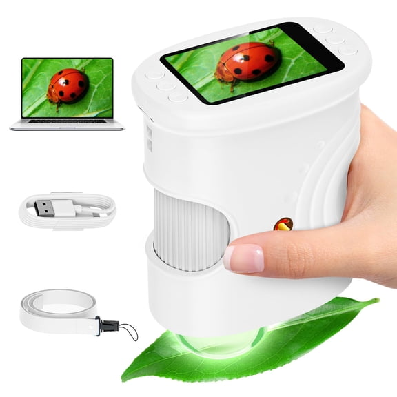 Kids Handheld Microscope, 2.0 inch Screen, Photo Video Camera, Rechargeable STEM Toy