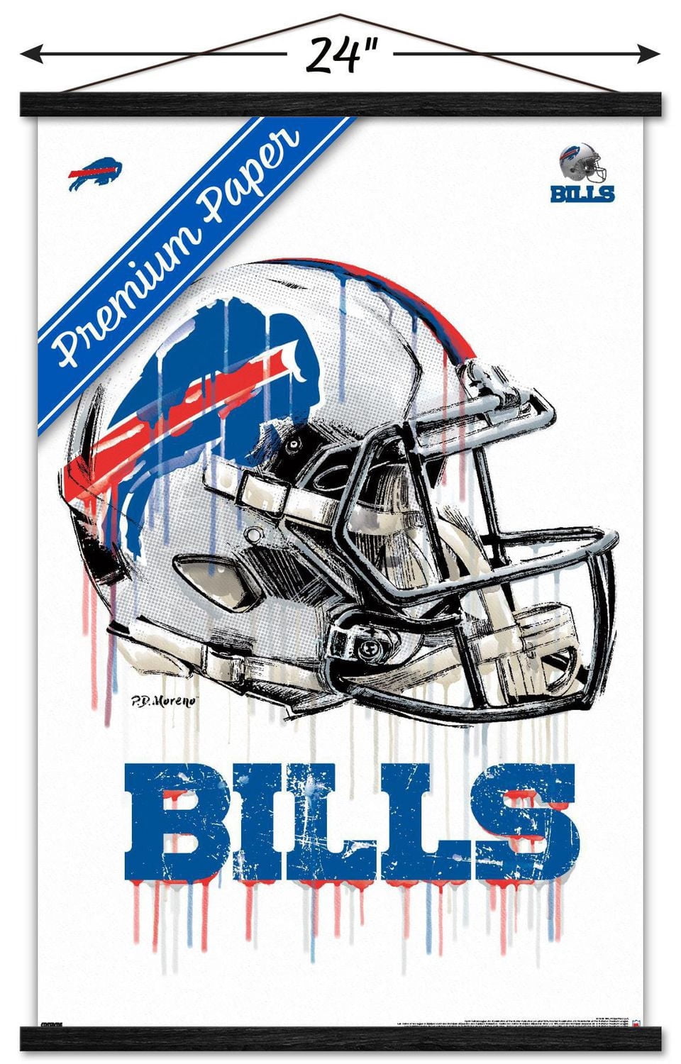 NFL Buffalo Bills - Drip Helmet 20 Wall Poster with Magnetic Frame, 22.375" x 34"