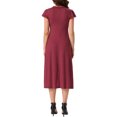 thumbnail image 3 of INSPIRE CHIC Polka Dot Dress for Women's Summer Cap Sleeve V Neck Lace Trim Decor Casual Midi Dresses S Wine Red, 3 of 6