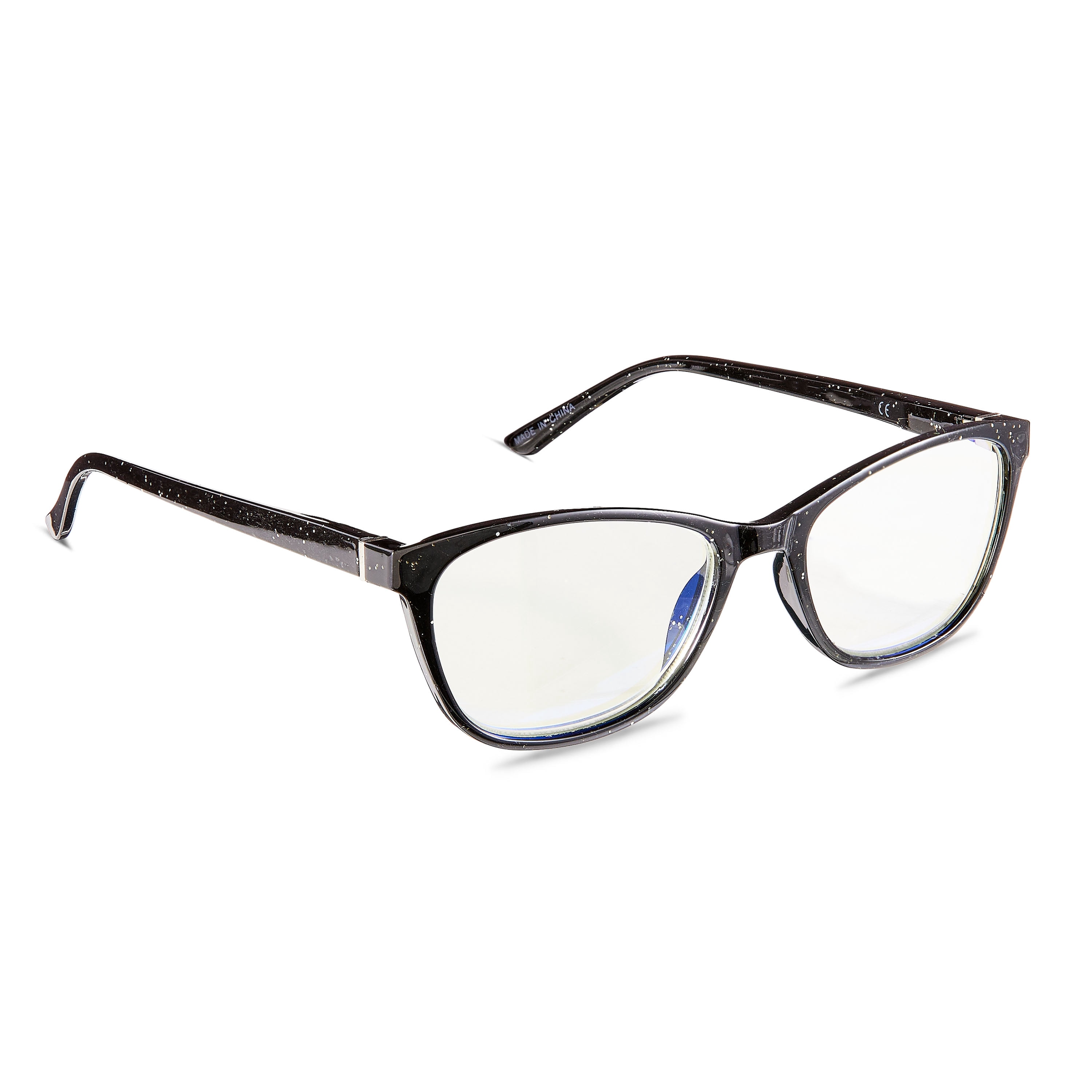Equate Women's Kaia Bluelight Cateye Reading Glasses with Case, Black Speckled, +2.00