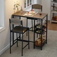 thumbnail image 2 of 3-Piece Bar Table Set for 2, Counter Height Dining Table Set with PU Upholstered Chairs & Built-in Storage for Small Space, 2 of 9
