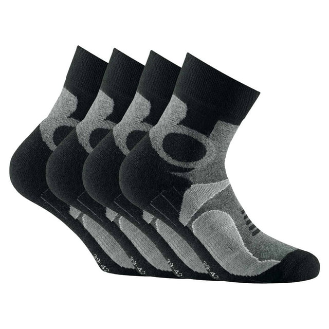 Rohner Basic Unisex Calcetines de trekking Quarter, paquete de 2 - Calcetines básicos para exteriores, calcetines deportivos Gris 35-38